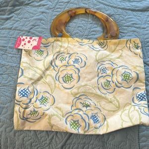 Brand new yellow blue beach tote